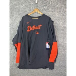 Detroit Tigers Windbreaker Mens 3XL Lightweight Pullover Nike Black MLB Jacket